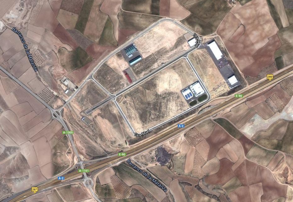 Vista aérea del polígono industrial El Sabinar de Épila junto a la autovía A-2